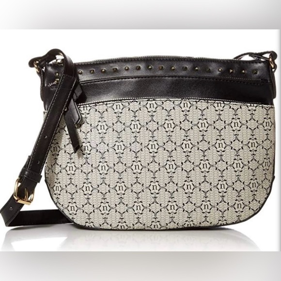 Nanette Lepore Shoulder & Crossbody Bag Black & White, N Print, 3Zippers&Rivets - Picture 13 of 14